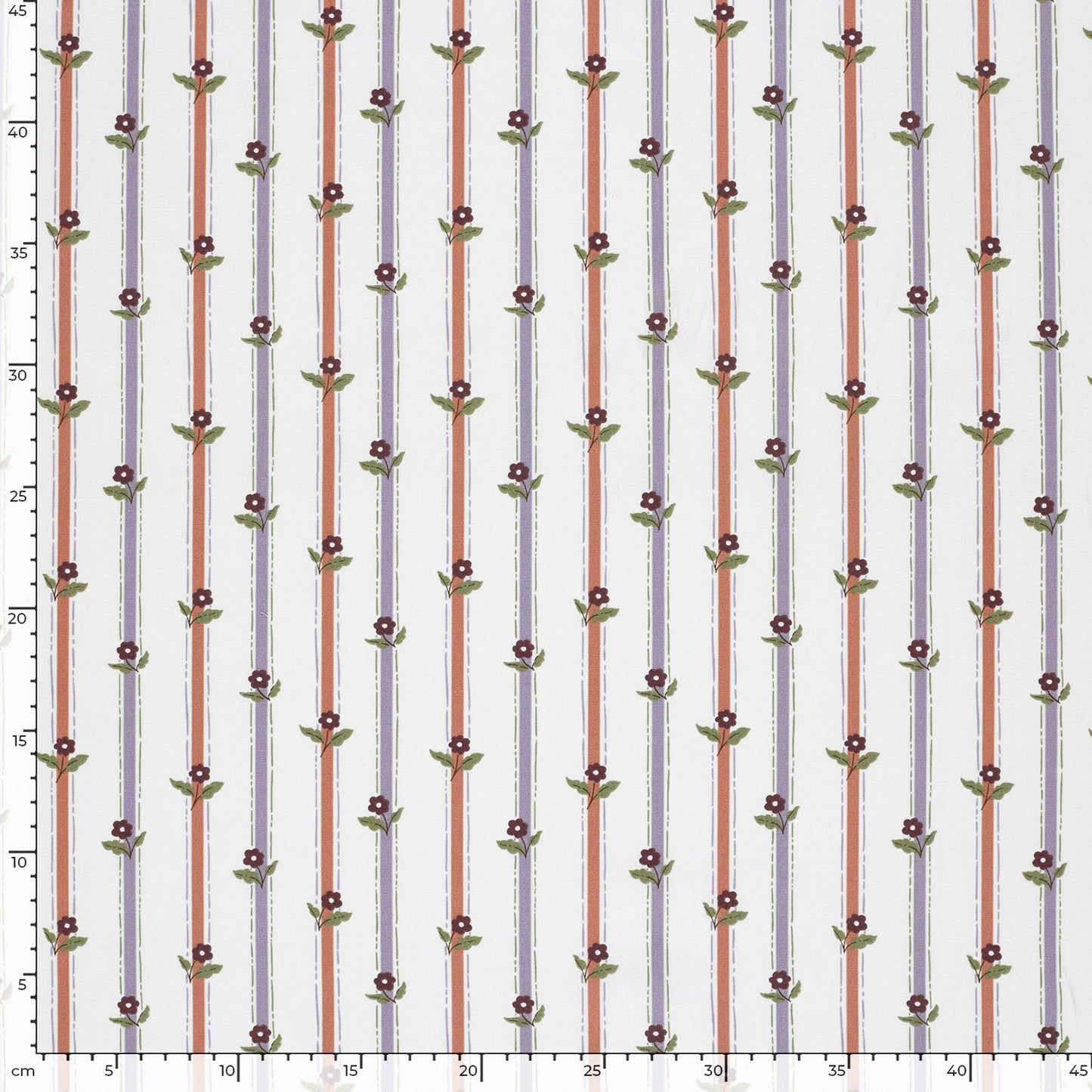 Baumwoll-Popeline Streifen & Blumen Wollweiß – Rolle
