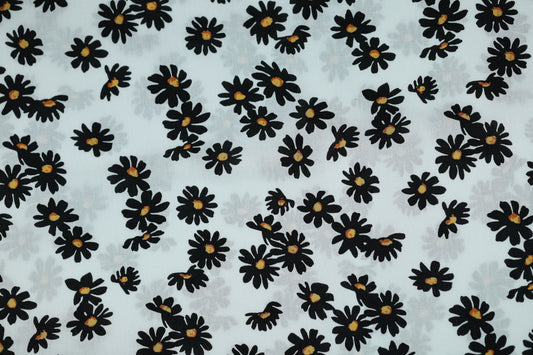 Floraler Baumwollstoff mit Gänseblümchen-Muster – perfekt für Sommerkleider