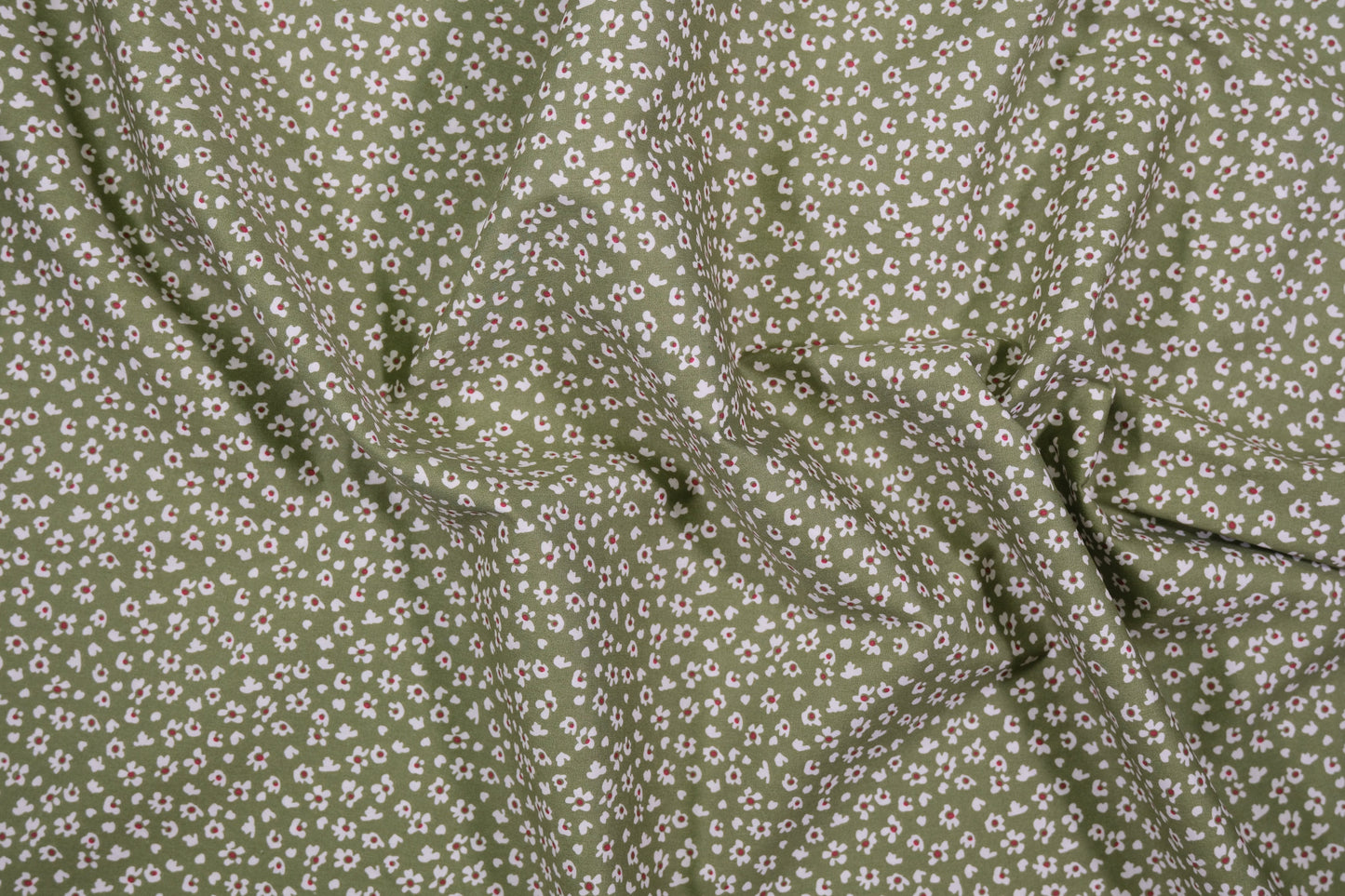 Baumwolle Mini-Blümchen Oliv - Webware Materialqualität 140cm