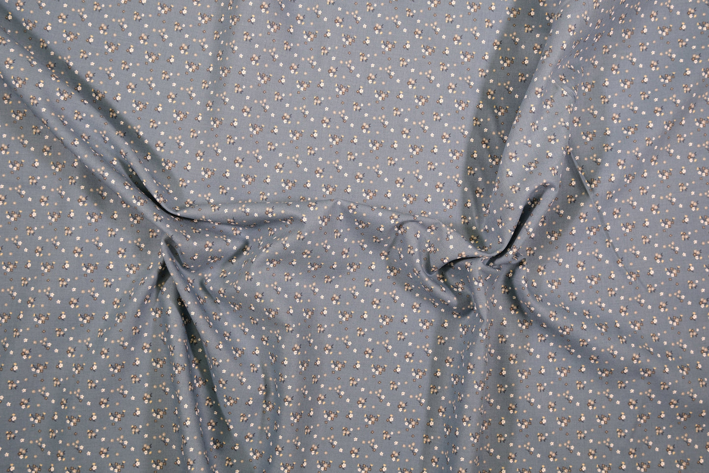 Baumwollstoff Mini-Blümchen Jeansblau - Webware Materialqualität 140cm