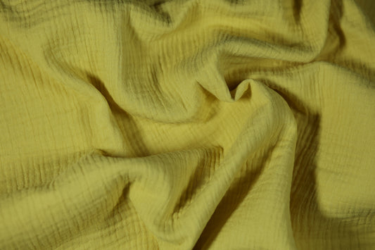 Hochwertiger Musselinstoff in Senfgelb – perfekt für Bekleidung und Deko
