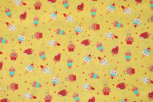 Elastischer Baumwollstoff Eiscreme Gelb – ideal für Kleidung und Accessoires