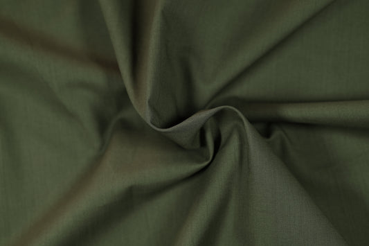 Olivgrün Baumwollstoff mit Stretch – perfekt für Kleidung und DIY-Projekte