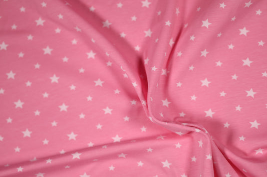 Kinderfreundlicher Sternestoff für Kleidung & Deko in Rosa.