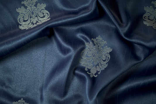 Jacquard Damast – Marineblau – hochwertiger Polsterstoff ideal für Vorhänge und Sessel