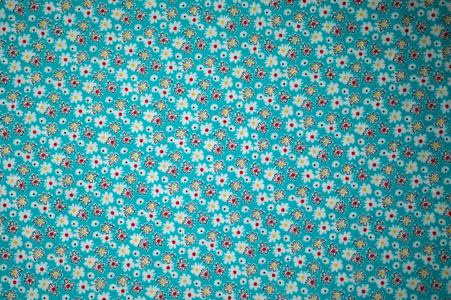 Viskosestoff – Kleine Blümchen auf Türkis – Viskosestoff mit Blumenmuster, weich und fließend – Ideal für Sommerkleider