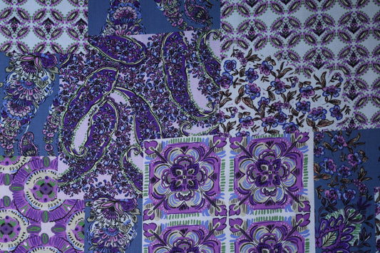 Bunter Viskose: Lila & Blau â perfekt fĂŒr Blusen, Röcke und Accessoires