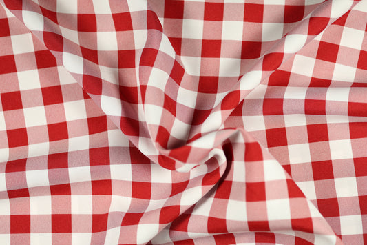 Polyester Krierte – Rot Karo – strukturierter Stoff in der Farbe Rot