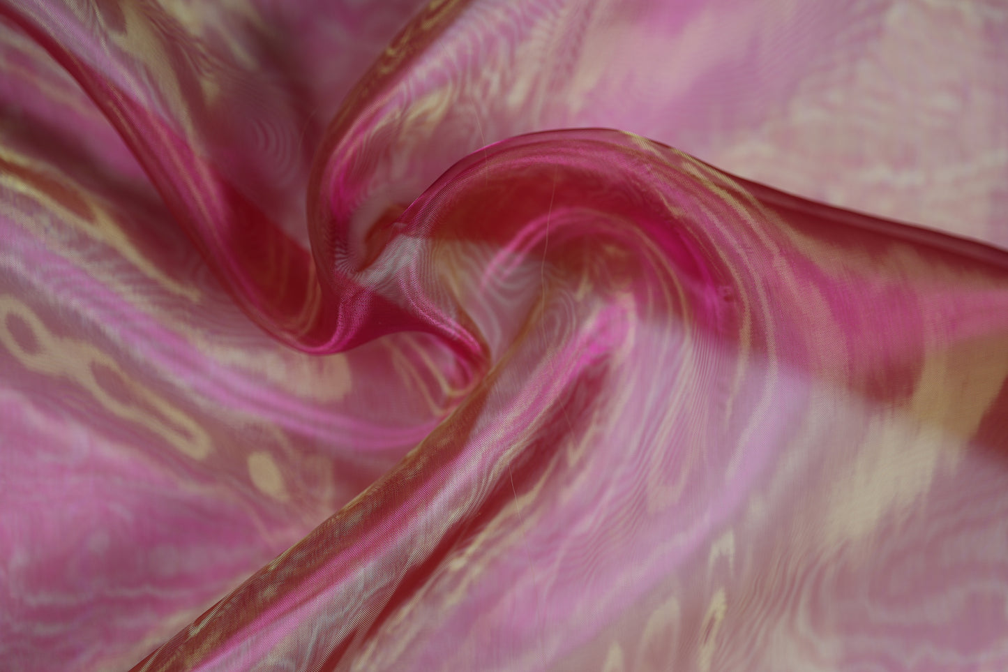 Pink gold gemusterter Organza Stoff 140cm transparent glänzend