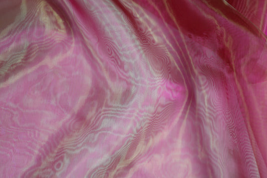 Pink gold gemusterter Organza Stoff 140cm halbtransparent schimmernd