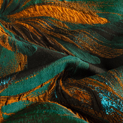 Jacquard Blumen Petrol – Stoffansicht