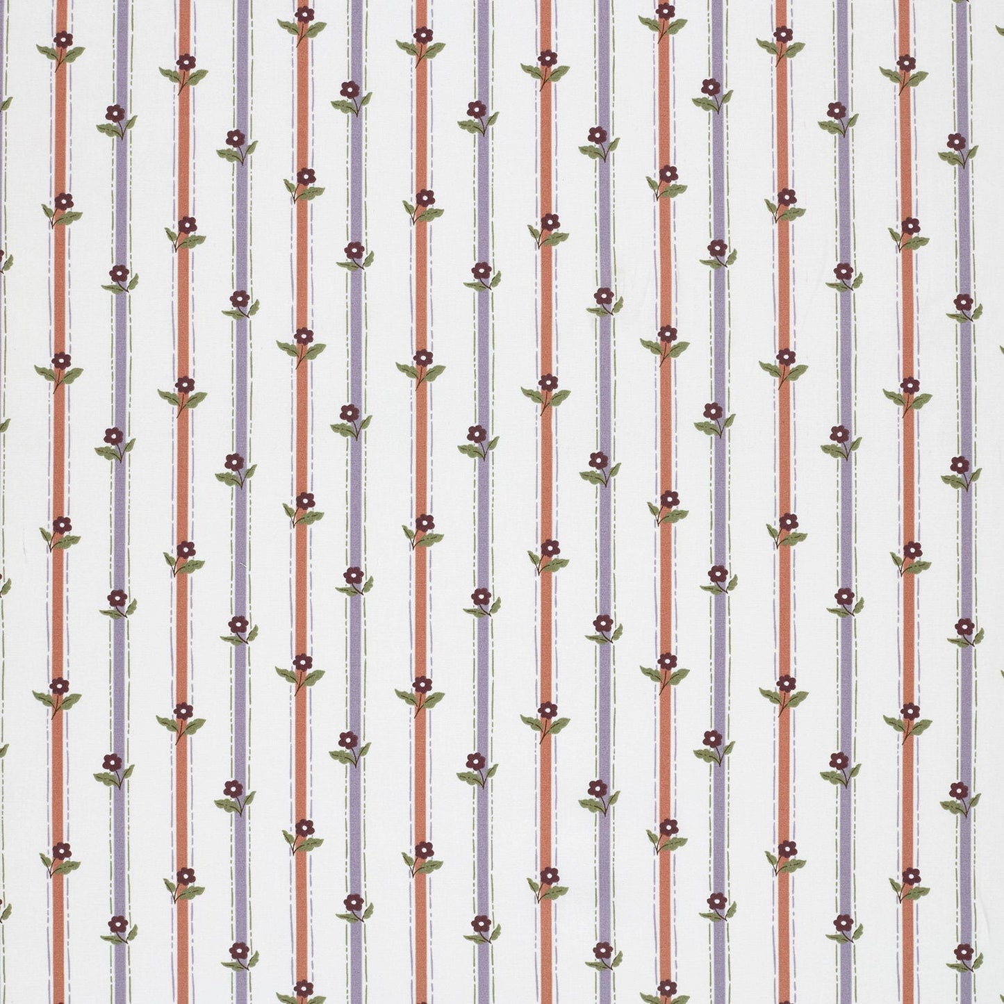 Baumwoll-Popeline Streifen & Blumen Wollweiß – Detail