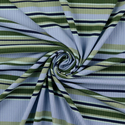 Jersey Rippe Streifen Babyblau – Heavy Knit Stretch Stoff | Stoffeya