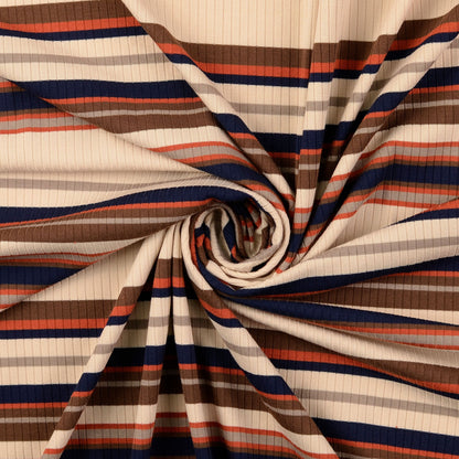 Jersey Rippe Streifen Braun – Heavy Knit Stretch Stoff | Stoffeya