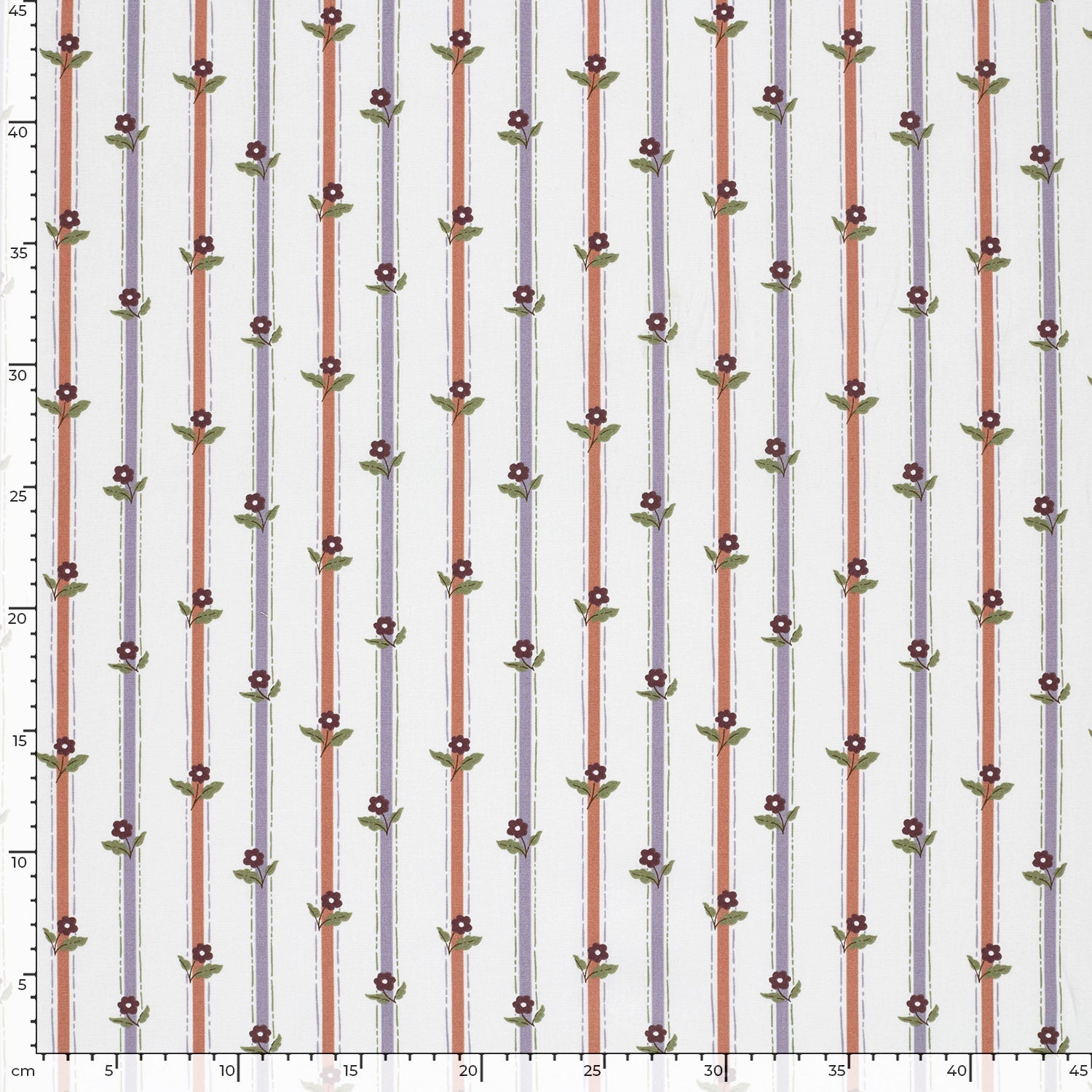 Baumwoll-Popeline Streifen & Blumen Wollweiß – Rolle