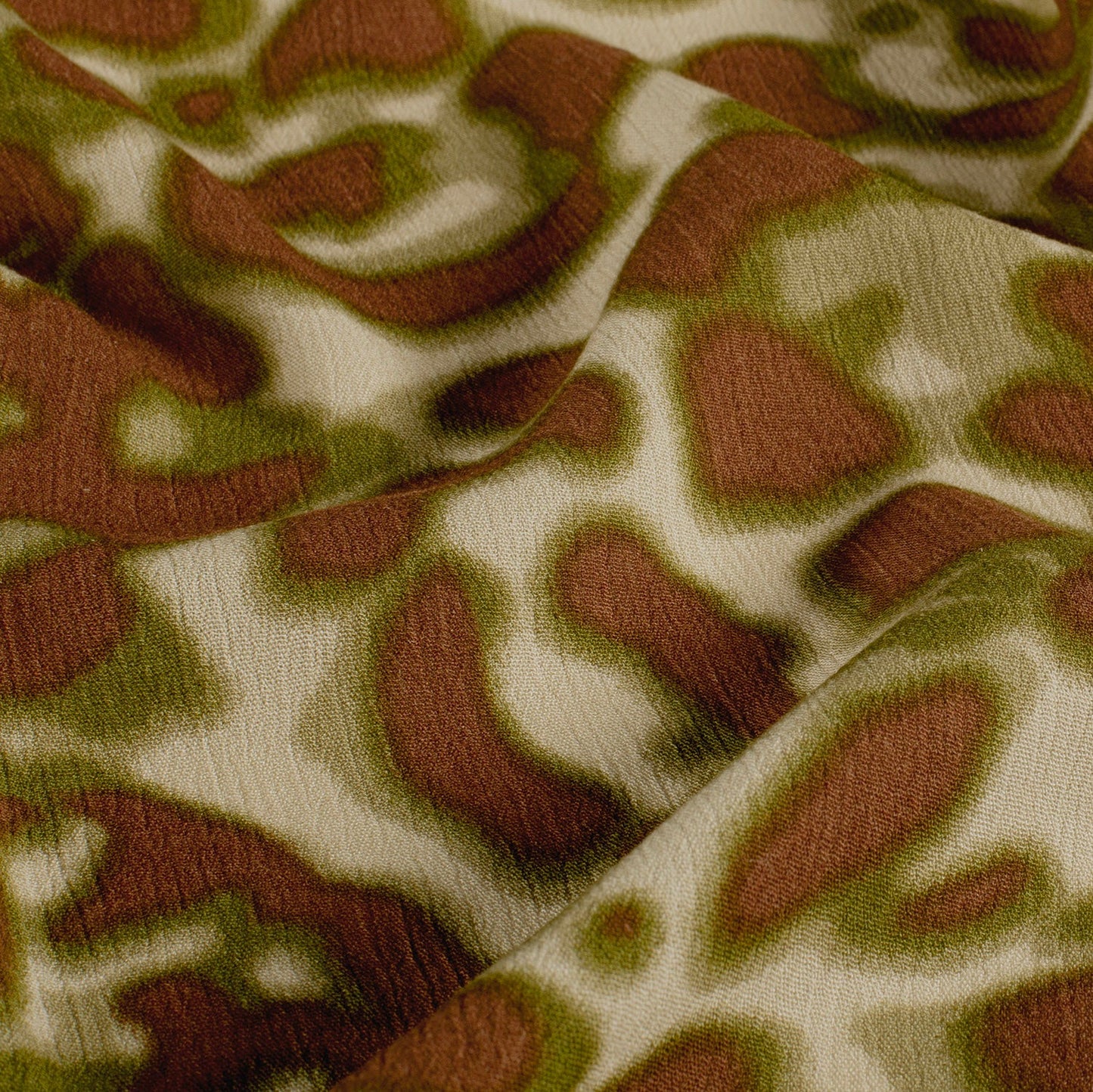 Viskose Satin Abstrakt Khaki-Grün