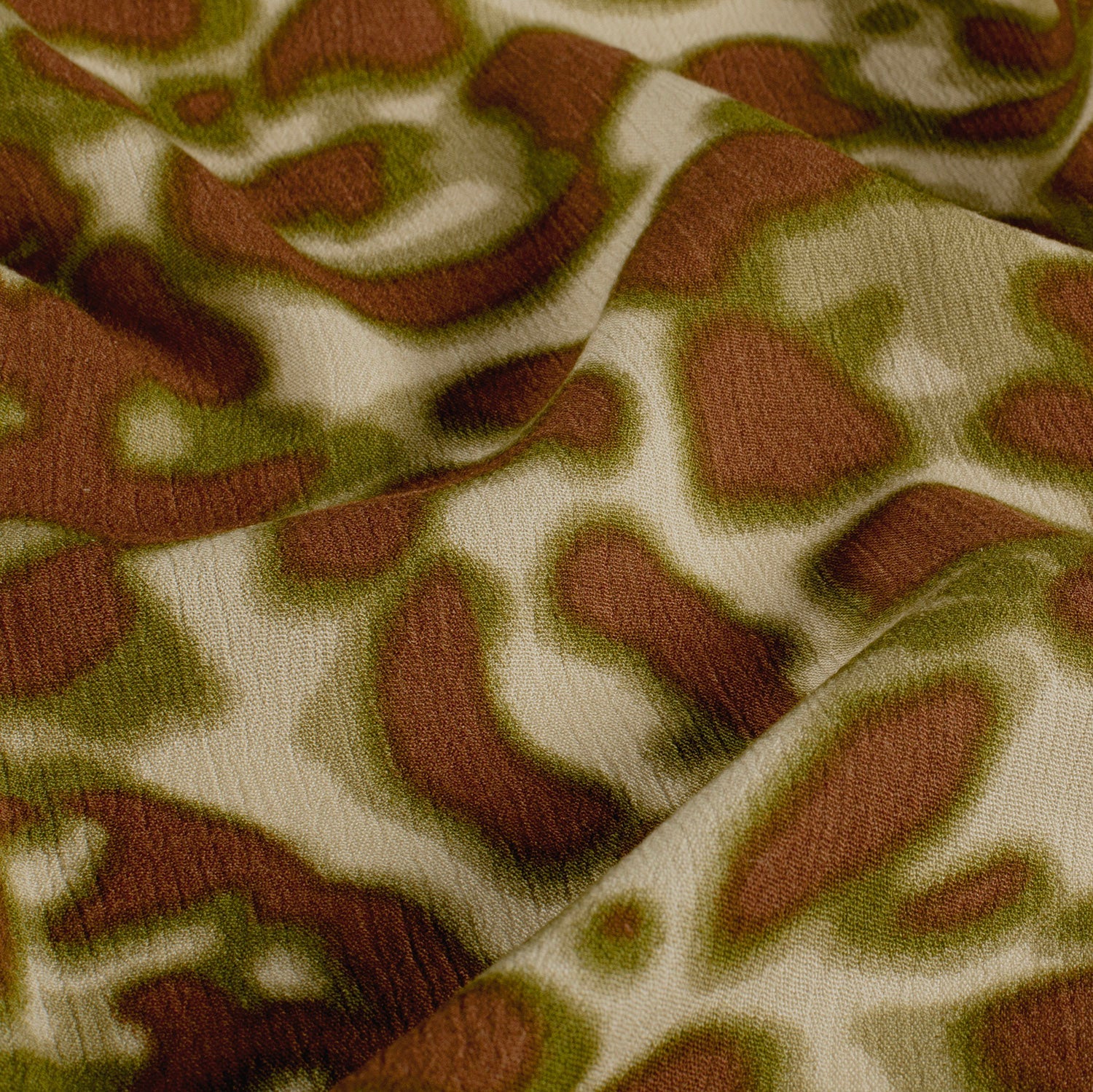Viskose Satin Abstrakt Khaki-Grün