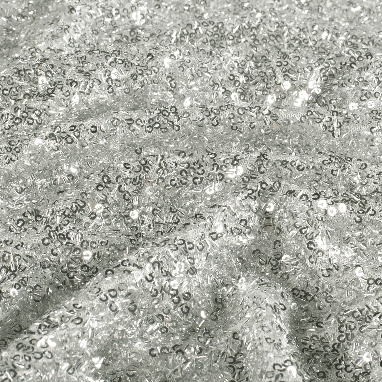 Paillettenstoff Mesh Silber