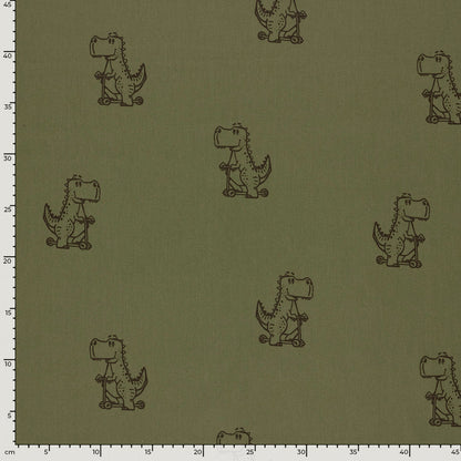 Baumwoll-Popeline Dinosaurier Dunkelgrün – Rolle