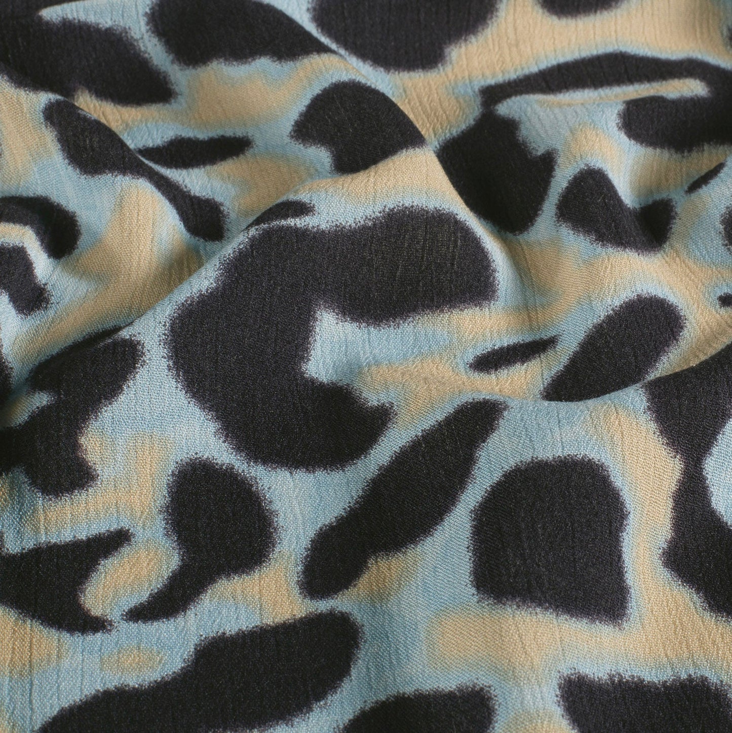 Viskose Satin Abstrakt Marine
