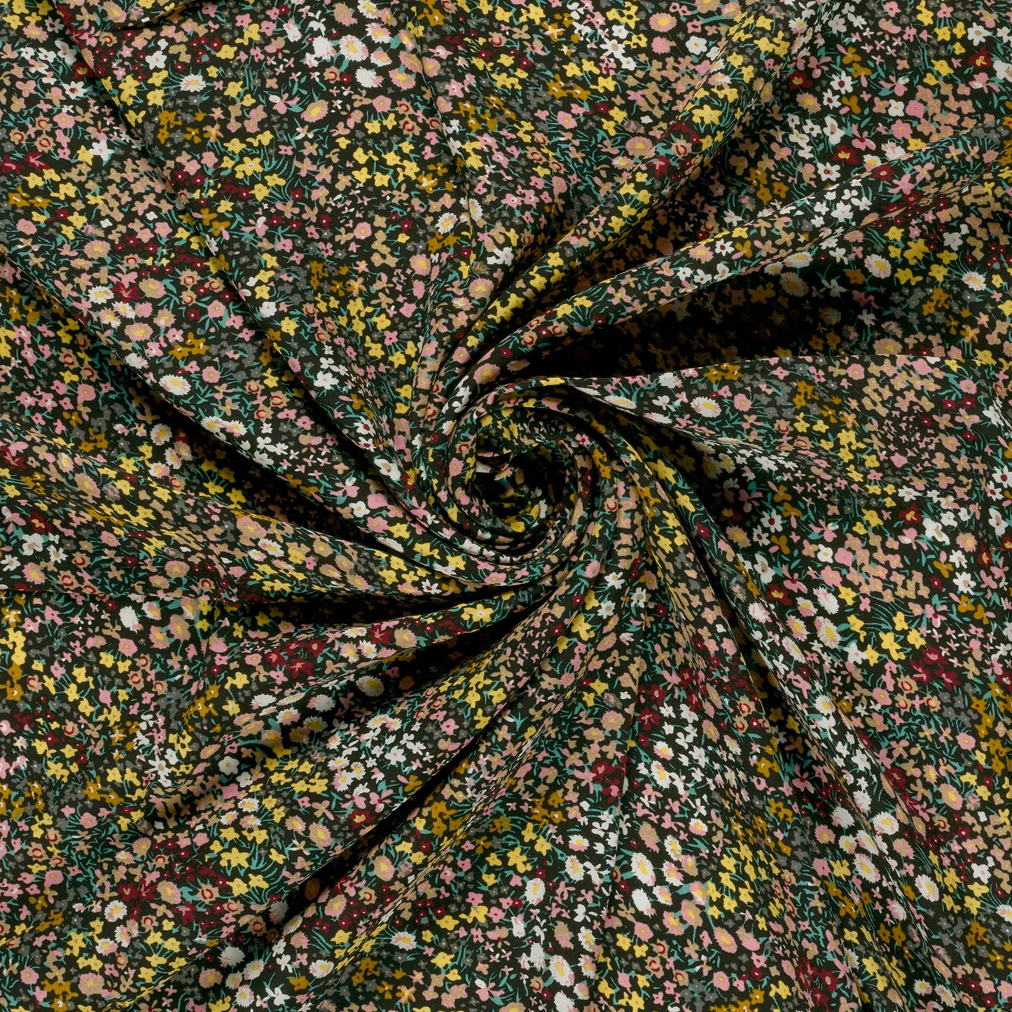 Viskose Popeline Blumen Schwarz – Fall