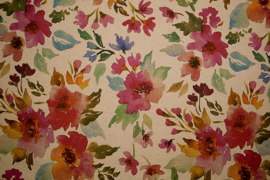 Baumwollmischgewebe mit bunten Aquarellblumen