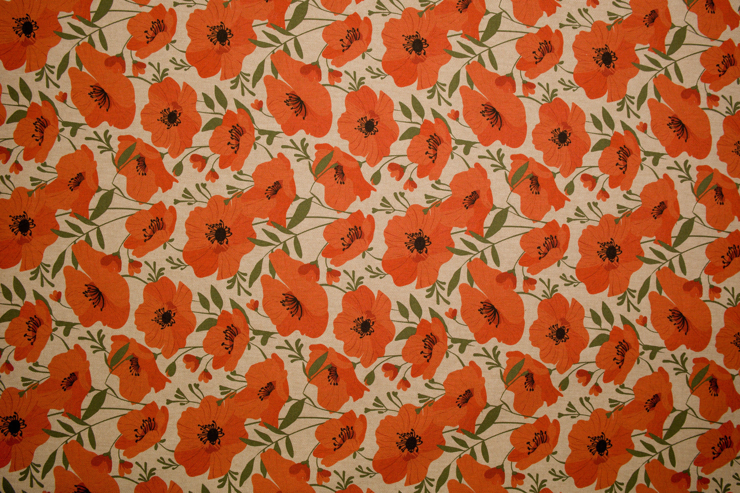 Detailaufnahme des Mohnblumen-Drucks