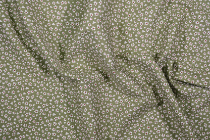 Baumwolle Mini-Blümchen Oliv -  Webware Materialqualität 140cm