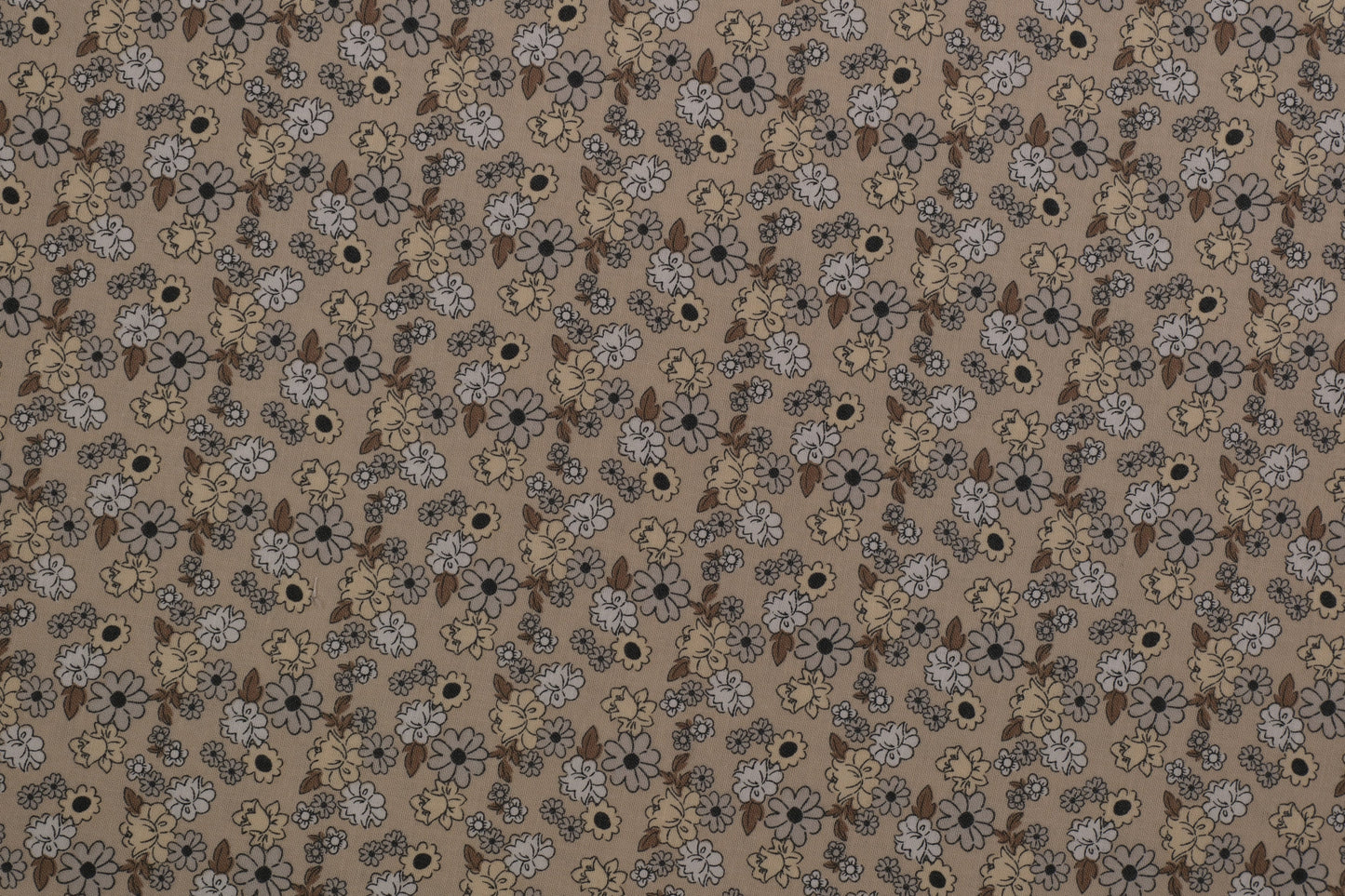 Baumwollstoff Blumen Beige – fein gemusterter Blumenstoff in Naturtönen aus 100 % Baumwolle