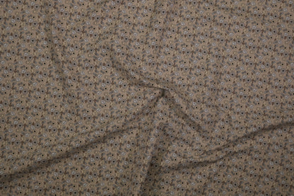 Baumwolle Blumen Beige - Nahaufnahme der Materialqualität 140cm