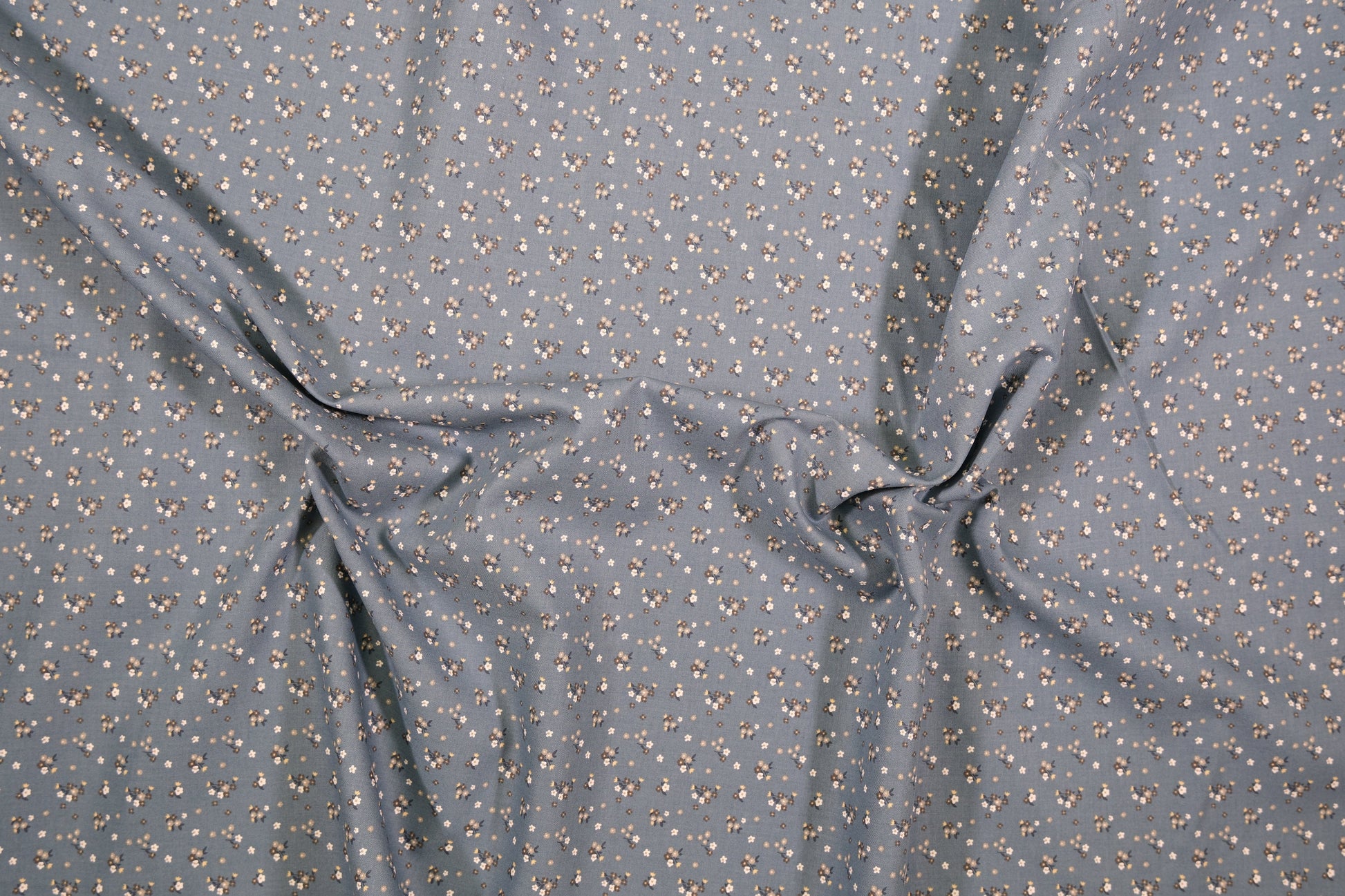 Baumwollstoff Mini-Blümchen Jeansblau -  Webware Materialqualität 140cm