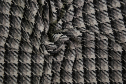 Wollstoff mit klassischem Hahnentritt-Muster in Schwarz und Grau - Metrware Materialqualität 140cm