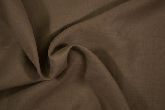 100% Leinen Stoff in Braun – natürliche Struktur in Nahaufnahme