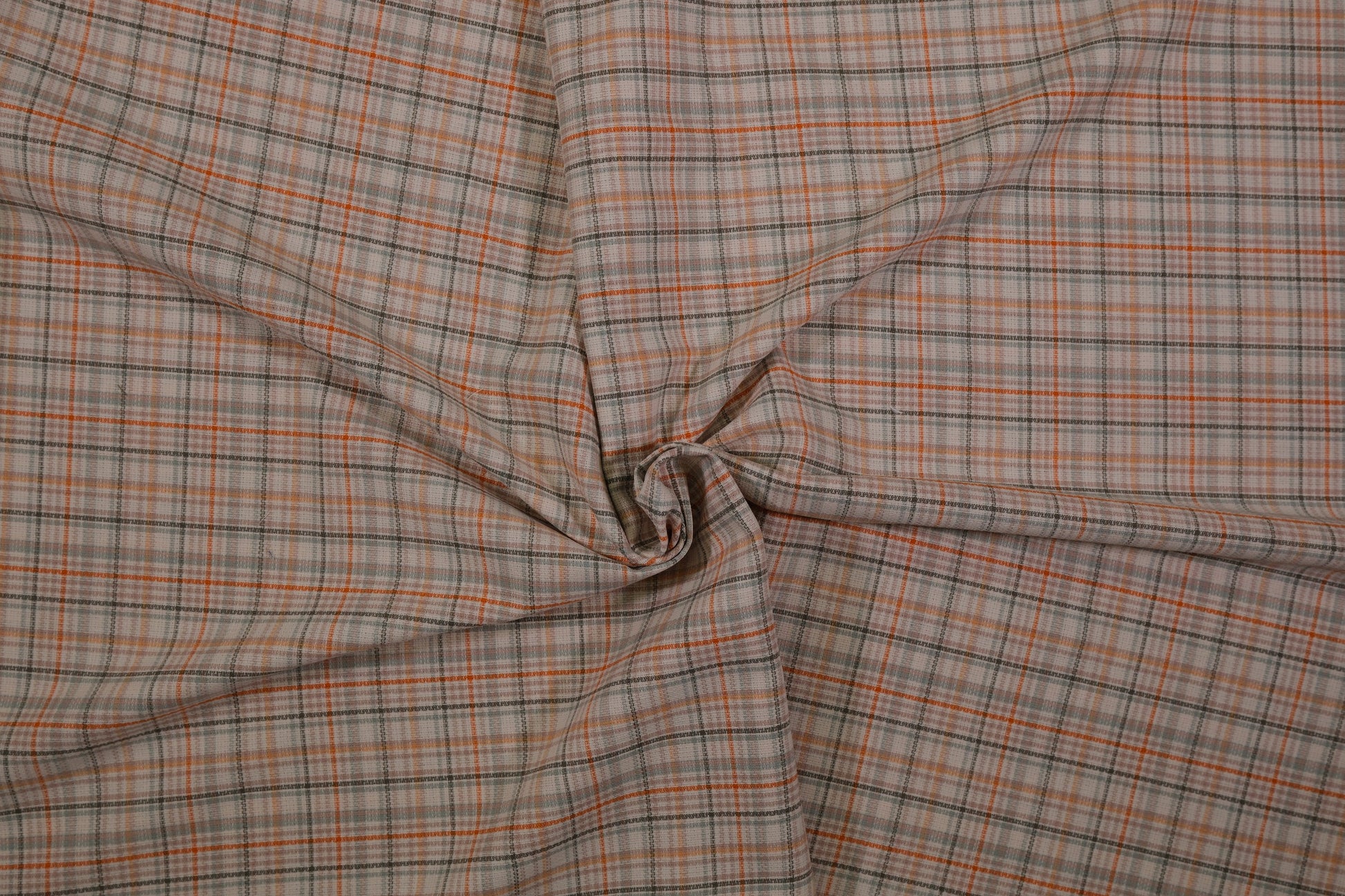 Baumwollstoff Geschirrtuch Karo – Beige Grau Orange
