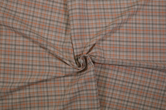 Baumwollstoff Geschirrtuch Karo – Beige Grau Orange