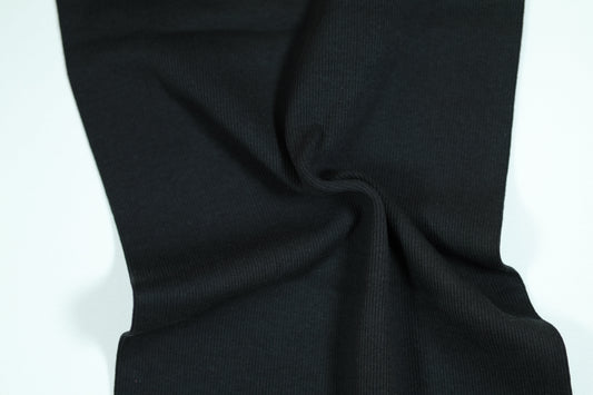 Schwarzer Bündchenstoff aus Baumwolle – elastisch und ideal für Saumabschlüsse