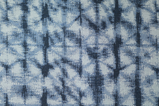 Vorhangstoff – Indigo Linienmuster – hochwertiger Baumwollstoff mit stilvollem Muster
