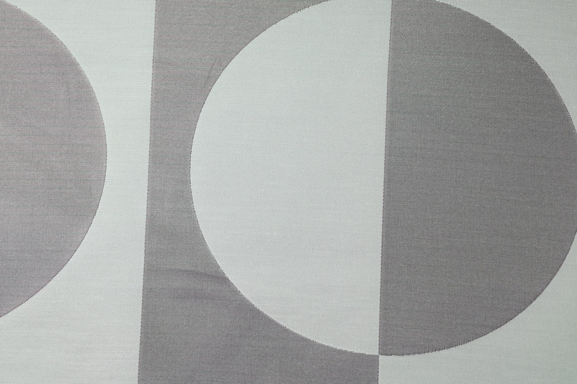 Vorhangstoff mit Halbkreisen in Grau und Weiß für modernes Design