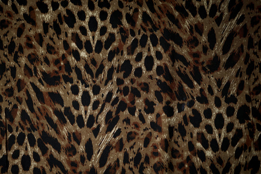 Viskose – Animalprint Braun mit Glanz – ideal für Sommerkleidung, Blusen und Accessoires