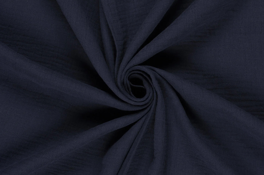 Weicher Uni Musselin Stoff in Marineblau