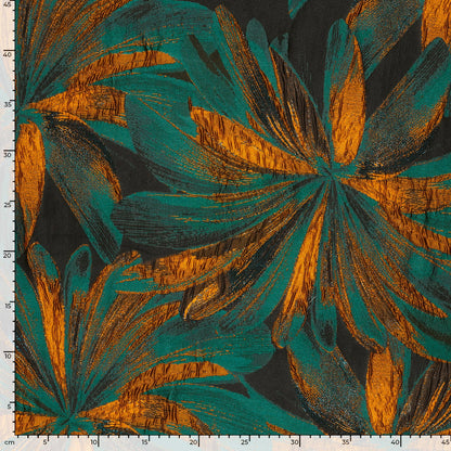 Jacquard Blumen Petrol – Rolle