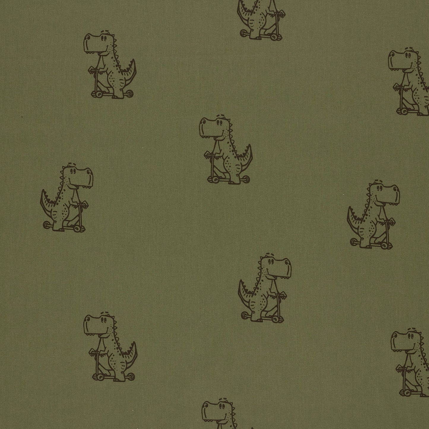 Baumwoll-Popeline Dinosaurier Dunkelgrün – Detail