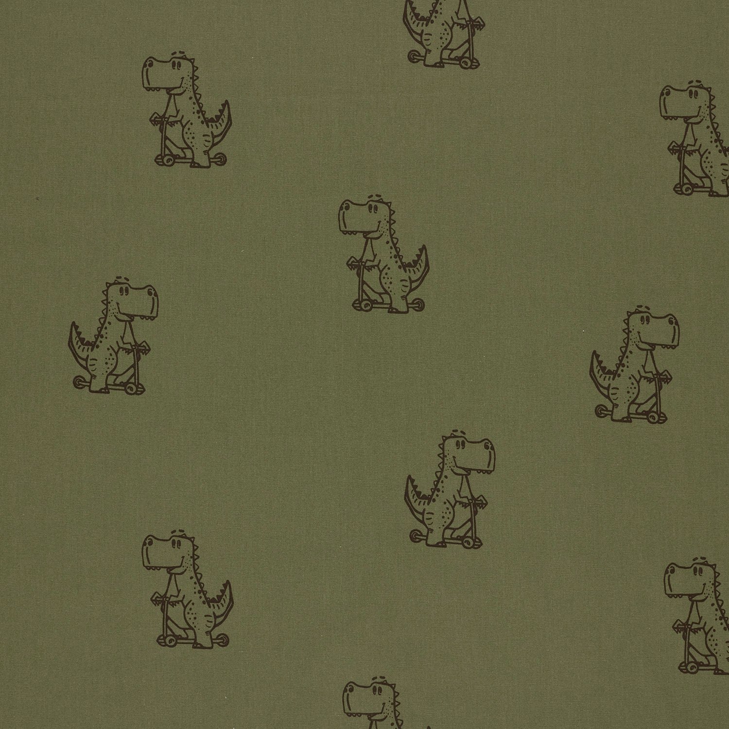 Baumwoll-Popeline Dinosaurier Dunkelgrün – Detail