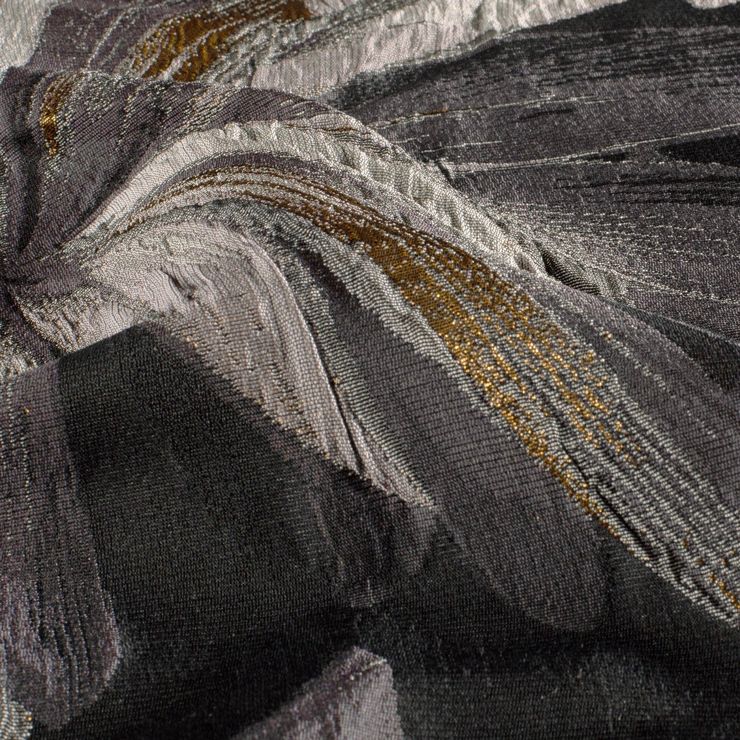 Jacquard Blumen Schwarz – Stoffansicht