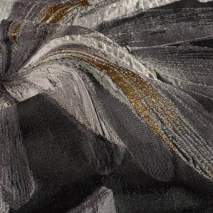 Jacquard Blumen Schwarz – Stoffansicht