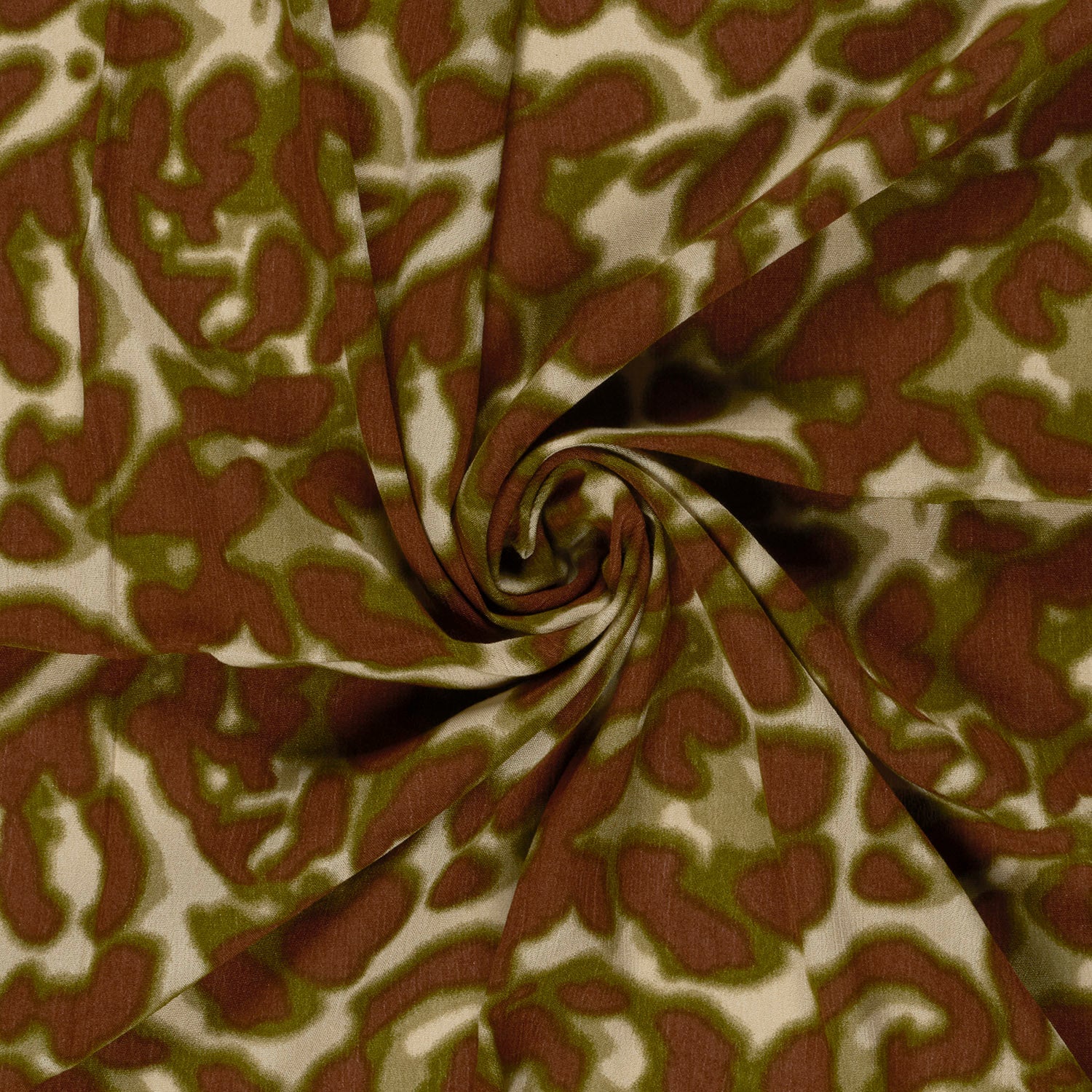 Viskose Satin Abstrakt Khaki-Grün – Fall