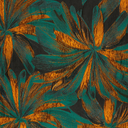 Jacquard Blumen Petrol – Detail